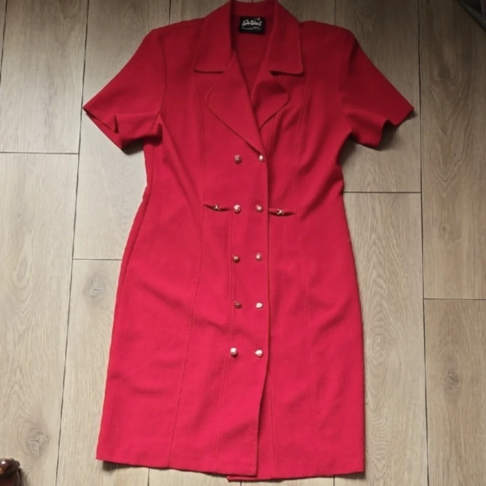 Vintage Golibal Red Button-Down Dress size M - Picture 2 of 9